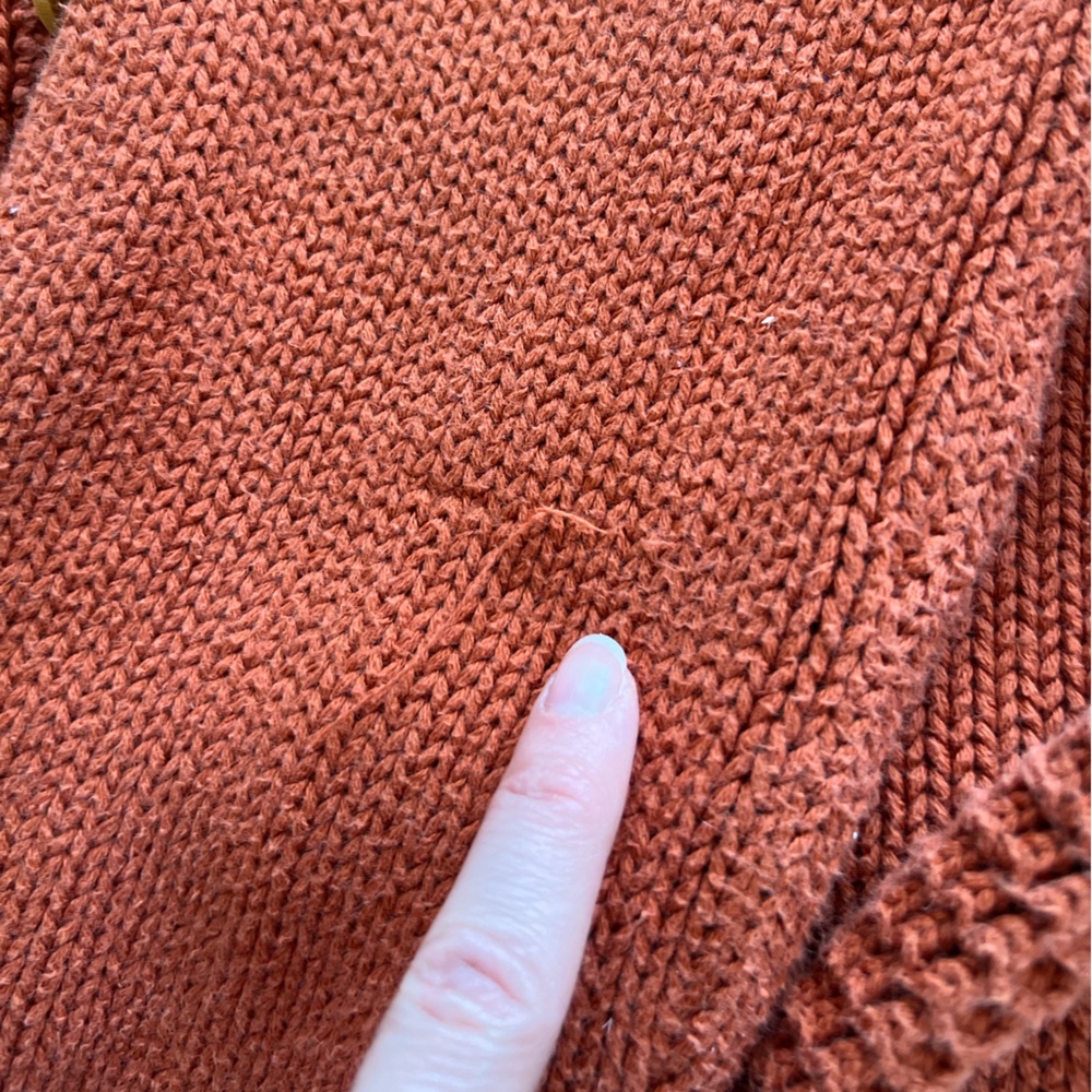 Y2K H&M Women’s Orange Chunky Knit Belted Cardigan Cabincore Sweater Large - Picture 8 of 8